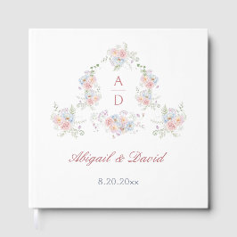 Livro De Visitas Monogramas de casamentos de pastel Peonies