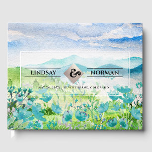 Livro De Visitas Montanhas primavera Casamento de flores selvagen