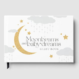 Livro De Visitas Moonbeams and baby dreams baby shower gold gray