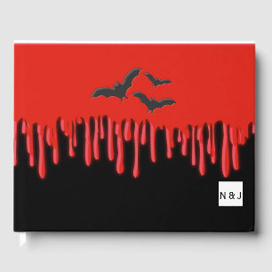 Livro De Visitas Morcegos Góticos e Halloween de Sangue Vermelho Pi