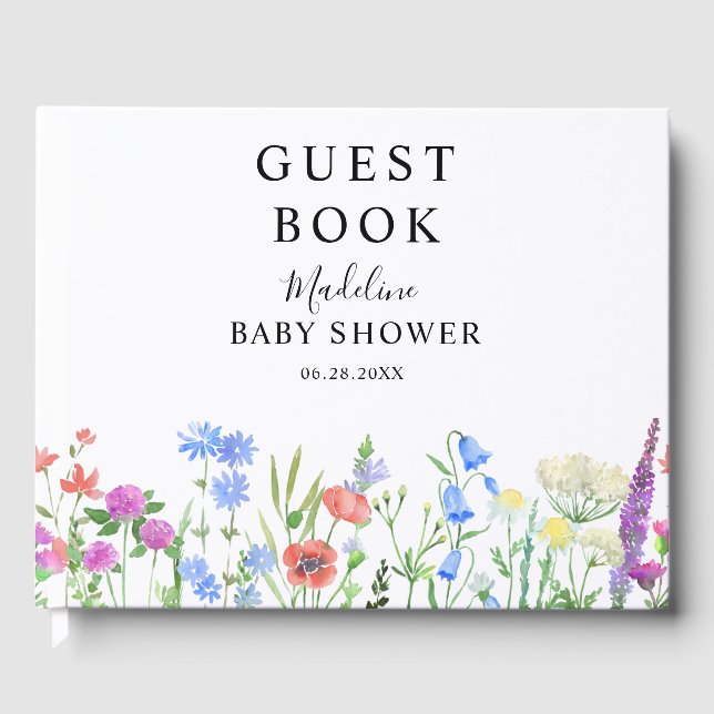 Livro De Visitas Multihued Wildflower Baby Shower Celebration (Frente)