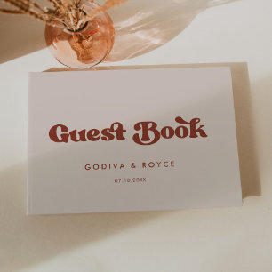 Livro De Visitas Na moda retro casamento cor-de-rosa