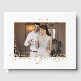 Livro De Visitas Na moda Script Dourado e branco | Foto