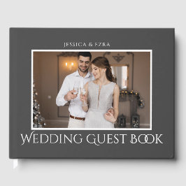 Livro De Visitas Na moda Script White e Cinza | Foto