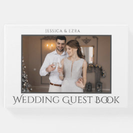 Livro De Visitas Na moda Script White e Cinza | Foto