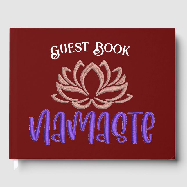Livro De Visitas Namaste Lotus Flower Zen Yoga Burgundy Personalize (Frente)