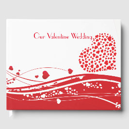 Livro De Visitas Namorados Casamento Vermelho Corações Brancos