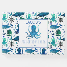 Livro De Visitas Náutico Sob O Polvo De Aquarela Do Mar