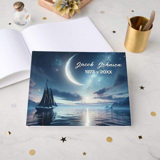 Livro De Visitas Navegando sob uma Lua Crescente (Frente aberta)