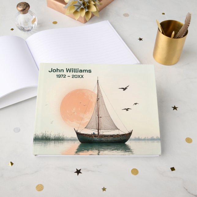 Livro De Visitas Navio De Maré Com Gaivotas Para Serviço Memorial (Frente aberta)