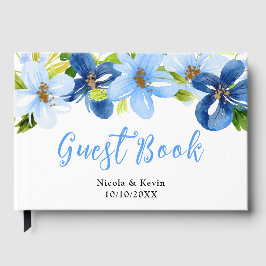 Livro De Visitas Navy and Baby Blue Floral Wedding