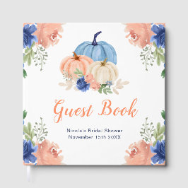 Livro De Visitas Navy Blue and Blush Floral Pumpkins Bridal Shower