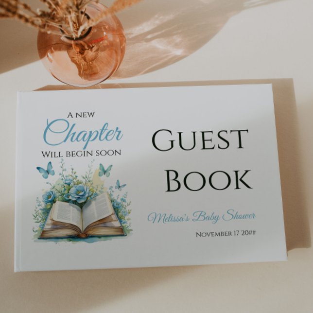 Livro De Visitas New Chapter Blue Boy Brunch StoryBook Baby Shower (Criador carregado)