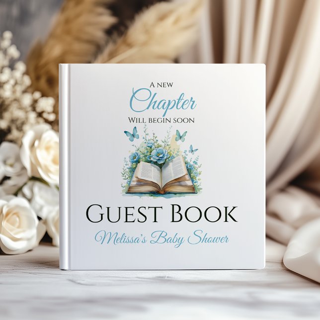 Livro De Visitas New Chapter Boy Blue Brunch StoryBook Baby Shower (Criador carregado)