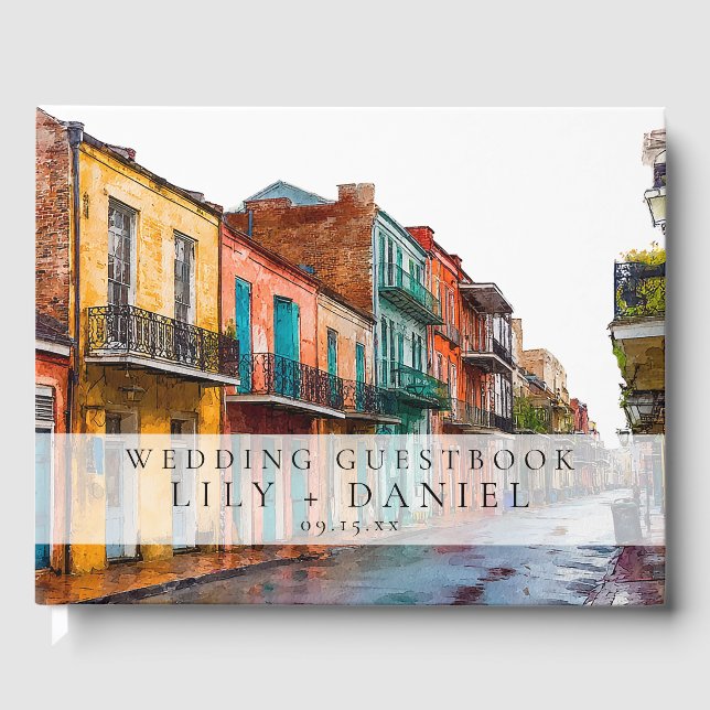 Livro De Visitas New Orleans Watercolor Wedding (Frente)