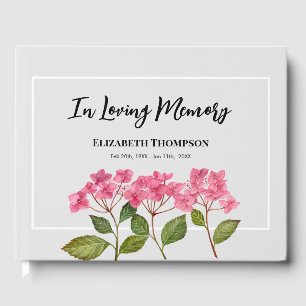 Livro De Visitas No Loving Memory Funeral Watercolor Hydrangea