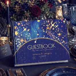 Livro De Visitas Noite estelar celestial mágica de casamento em azu