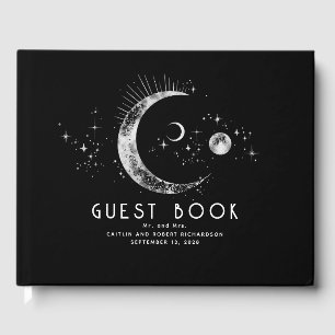 Livro De Visitas Noite Estrelada de Lua Crescente Casamento Celesti