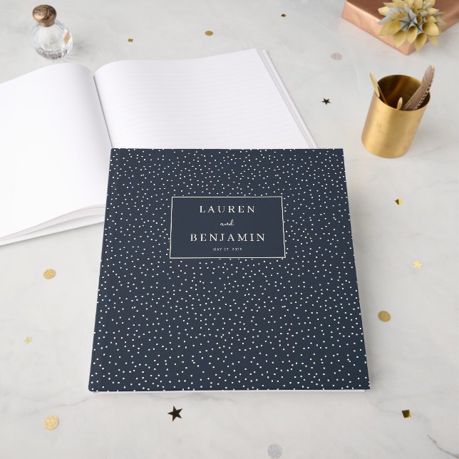 Livro De Visitas Noite Estrelada Elegante Marinho (Frente aberta)