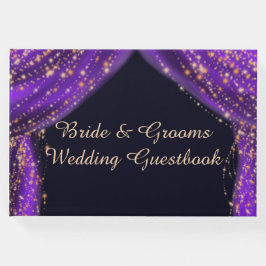 Livro De Visitas Noites árabes Casamento de Estrelas Roxas e Dourad