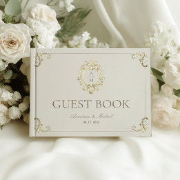 Livro De Visitas Noiva Creme Dourado Barroco Vintage