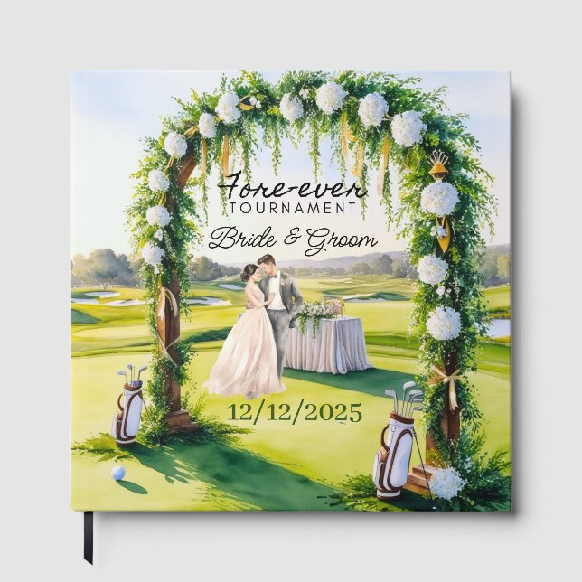Livro De Visitas Noiva de Casamento GOLF e Bolas de Golfe do Grove (Frente)