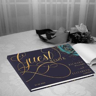 Livro De Visitas Noiva de Glitter Rosa Gótico Escuro
