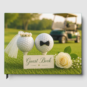 Livro De Visitas Noiva e noivo de golfe no campo de golfe