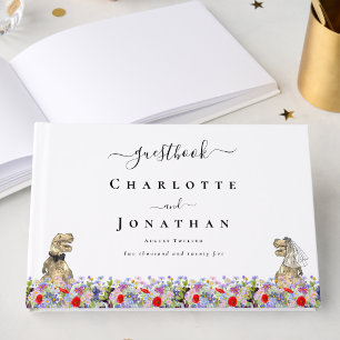Livro De Visitas Noiva e Noivo Dinossauro Casamento Personalizado c