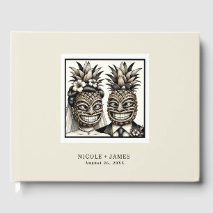 Livro De Visitas Noiva & Noivo Casamento Tiki Abacaxi Aloha