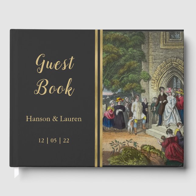 Livro De Visitas Noiva Vintage e Arte Groom (Frente)