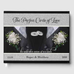 Livro De Visitas Noivos alegres do casamento dois dos Tuxes pretos