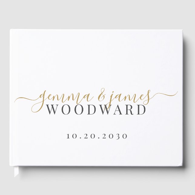 Livro De Visitas Nome Casado Escrito em Dourado Preto (Frente)