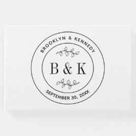 Livro De Visitas Nome de casal de casamento monograma floral botâni