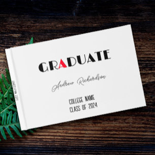 Livro De Visitas Nome de graduação vermelho branco minimalista
