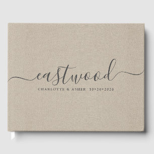 Livro De Visitas Nome do casal Monograma de Casamento Taupe Faux Li