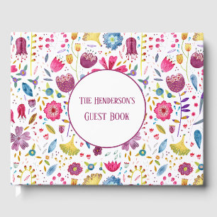 Livro De Visitas Nome Personalizado das Flores de Hedgerow Modern W