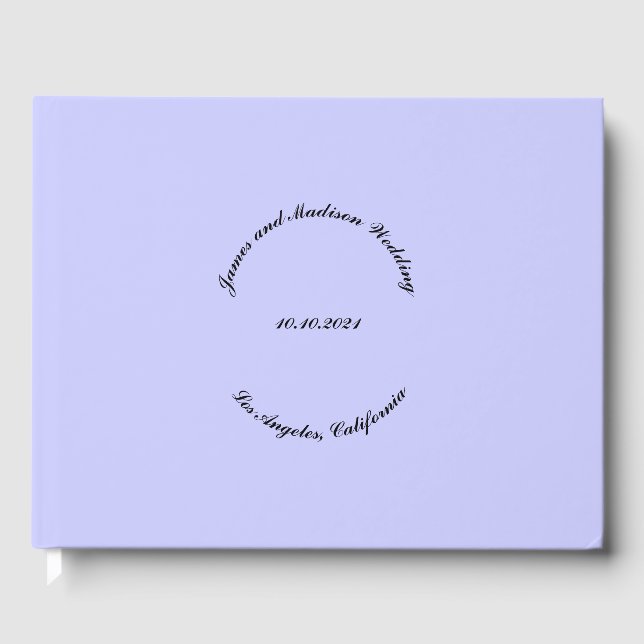 Livro De Visitas Nome personalizado Elegante Data lavanda casamento (Frente)