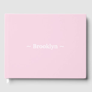 Livro De Visitas Nome personalizado rosa claro branca elegante