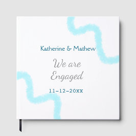 Livro De Visitas Nós estamos engajados aquarela espiral azul cinza 