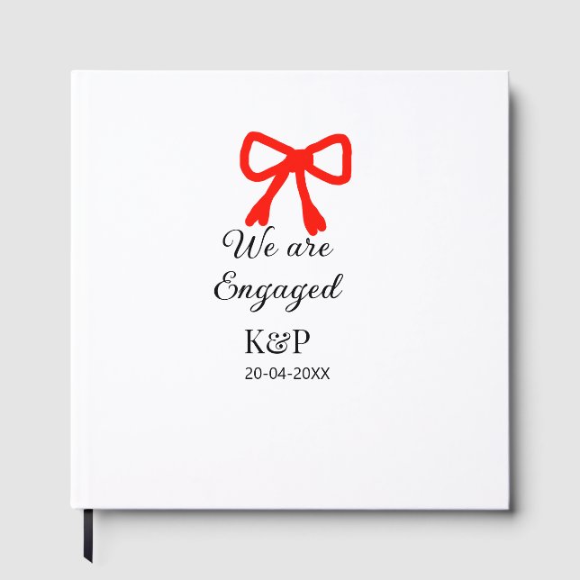 Livro De Visitas Nós estamos noivos adicionar nome letra laço verme (Frente)