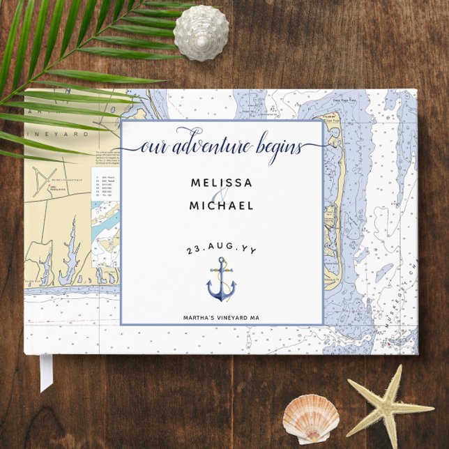 Livro De Visitas Nossa aventura começa ⚓️ náutica de Martha (Our Adventure Begins ⚓️ Martha's Vineyard Nautical Guest Book
)