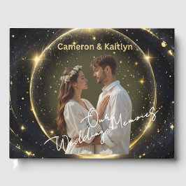 Livro De Visitas Nossas Memórias de Casamento - Preto Elegante e Pó