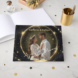Livro De Visitas Nossas Memórias de Casamento - Preto Elegante e Pó