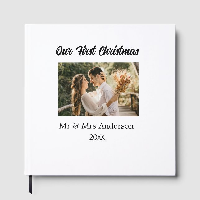 Livro De Visitas Nosso primeiro nome de foto de casal no Natal Sr & (Frente)