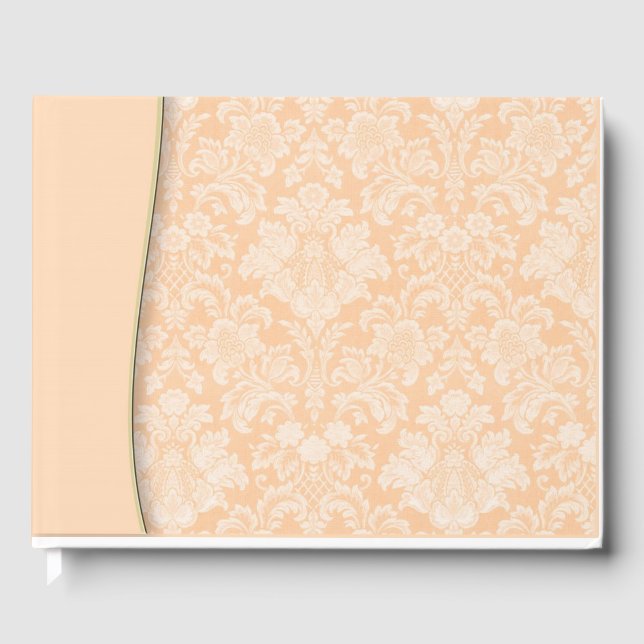 Livro De Visitas Notebook com Casamento tema damasco de pêssego ou  (Frente)