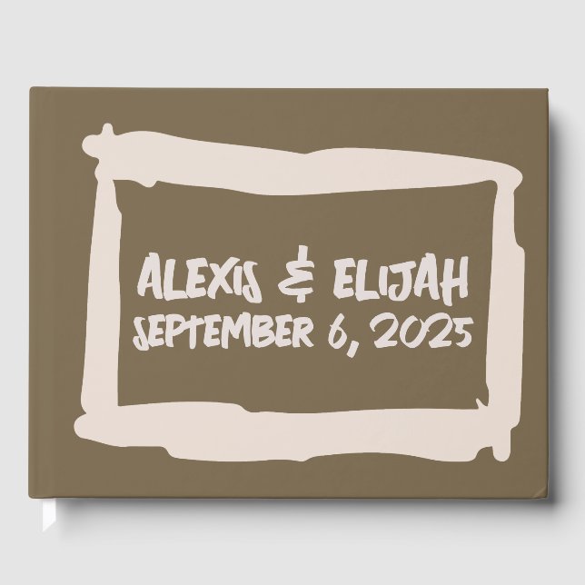 Livro De Visitas Nove anos Beige em Brown Wedding (Frente)