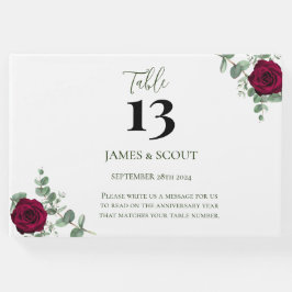 Livro De Visitas Número da Tabela de Casamento de rosa vermelha