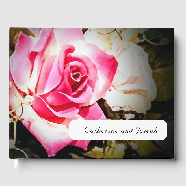 Livro De Visitas O amor está no Bloom Rosa/Photo Weding Guest Book (Frente)