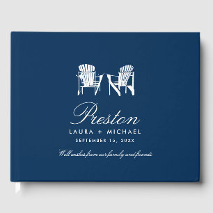 Livro De Visitas O azul marinho Adirondack preside o casamento